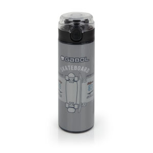 Бутилка за вода стоманена Trick - 600 мл. - Сива с принт