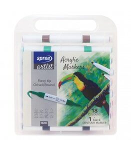 Маркери акрилни двувърхи Spree 18 цвята+контурен