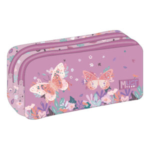 Несесер с три ципа Butterflies Lilac, 21/6/9см.
