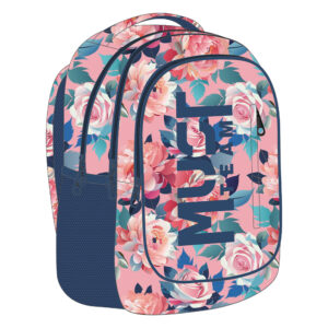 Раница с 3 ципа Pink With Flowers, 43/32/18см.